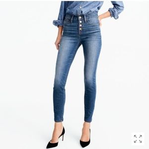 J. Crew 9” high rise toothpick jean w/ button fly